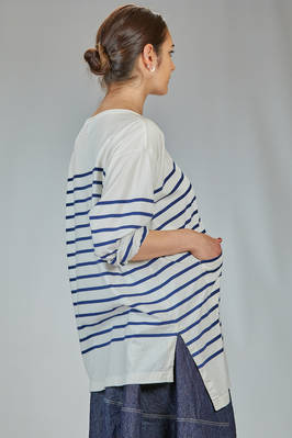 t-shirt lunga e ampia in jersey di cotone con riga orizzontale - FORME D' EXPRESSION 