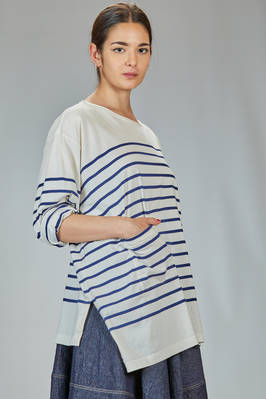 t-shirt lunga e ampia in jersey di cotone con riga orizzontale - FORME D' EXPRESSION 