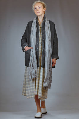 abito longuette in tela di cotone lavato con check a camiceria - FORME D' EXPRESSION 