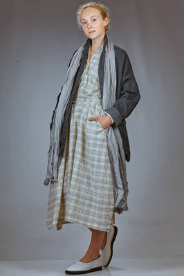 abito longuette in tela di cotone lavato con check a camiceria - FORME D' EXPRESSION 