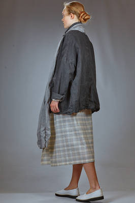 abito longuette in tela di cotone lavato con check a camiceria - FORME D' EXPRESSION 