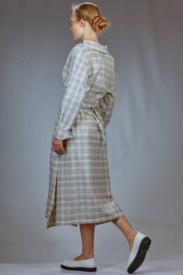 abito longuette in tela di cotone lavato con check a camiceria - FORME D' EXPRESSION 