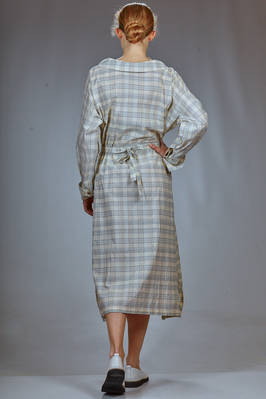 abito longuette in tela di cotone lavato con check a camiceria - FORME D' EXPRESSION 