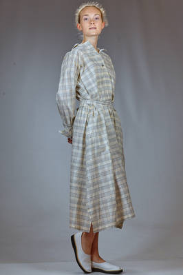 abito longuette in tela di cotone lavato con check a camiceria - FORME D' EXPRESSION 