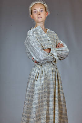 abito longuette in tela di cotone lavato con check a camiceria - FORME D' EXPRESSION 