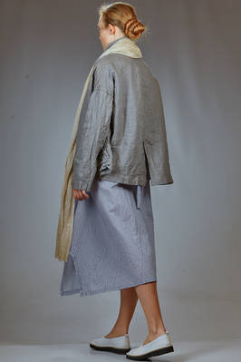 longuette dress in cotton and silk muslin with shirt stripe - FORME D' EXPRESSION 