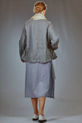longuette dress in cotton and silk muslin with shirt stripe - FORME D' EXPRESSION 