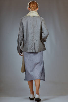 longuette dress in cotton and silk muslin with shirt stripe - FORME D' EXPRESSION 