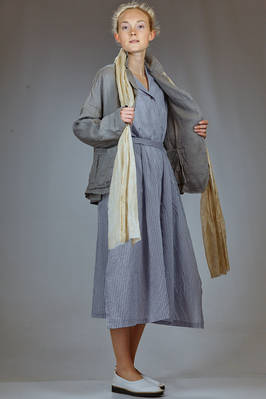 longuette dress in cotton and silk muslin with shirt stripe - FORME D' EXPRESSION 