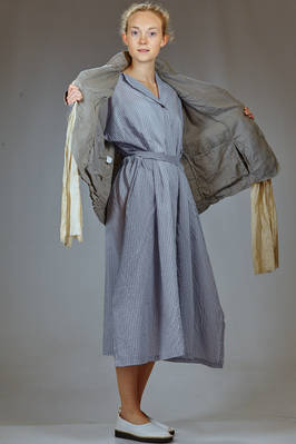 longuette dress in cotton and silk muslin with shirt stripe - FORME D' EXPRESSION 