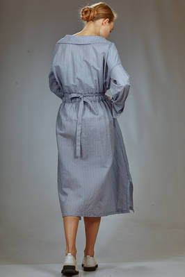 longuette dress in cotton and silk muslin with shirt stripe - FORME D' EXPRESSION 