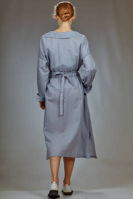 longuette dress in cotton and silk muslin with shirt stripe - FORME D' EXPRESSION 