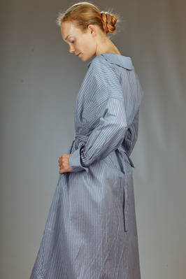 longuette dress in cotton and silk muslin with shirt stripe - FORME D' EXPRESSION 