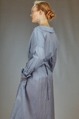 longuette dress in cotton and silk muslin with shirt stripe - FORME D' EXPRESSION 