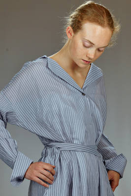 longuette dress in cotton and silk muslin with shirt stripe - FORME D' EXPRESSION 