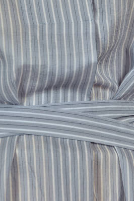 longuette dress in cotton and silk muslin with shirt stripe - FORME D' EXPRESSION 
