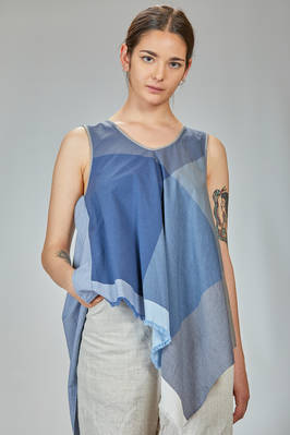 long and asymmetrical top in light washed cotton canvas  - 161