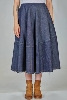longuette flared skirt in cotton denim  - 161