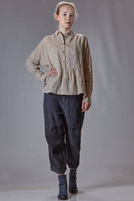 camicia ampia, al fianco, in tela fiammata di lino lavato - FORME D' EXPRESSION 