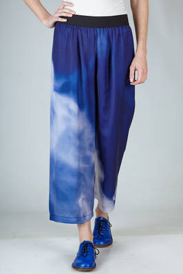wide trousers in polyester satin with 'sky' print  - 364