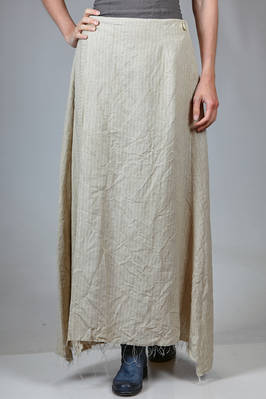 long flared skirt in pinstripe linen  - 371