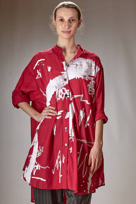 long and wide shirt in cotton muslin  - 373