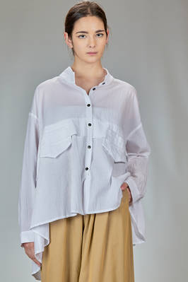long and wide shirt in washed cotton muslin  - 373