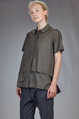 camicia al fianco in popeline di cotone ed elastan lavato e doppiato - AEQUAMENTE 