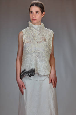 hip-length sweater in silk, hemp and wool nuno felt  - 379