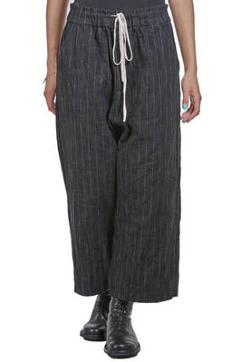 wide trousers in pinstriped and washed crêpe of cotton, wool and polyamide  - 370