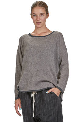 wide hip-length sweater in fine melange cashmere knit  - 370