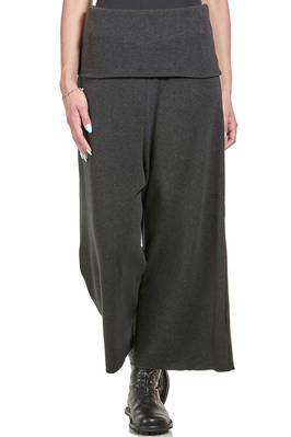 wide trousers in lightly plush and very soft jersey of cotton, acrylic and elastane  - 370