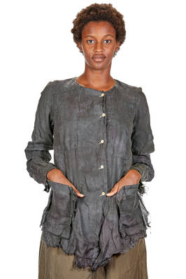 giacca/camicia lunga e sfiancata in garza di ramié e cotone - ATELIER SUPPAN 