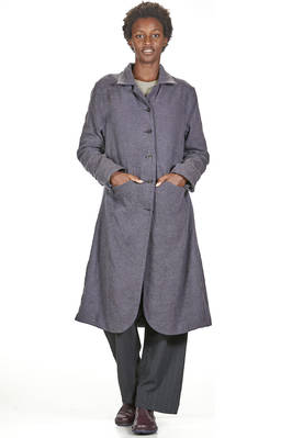 cappotto sotto al ginocchio in micro-pied de poul ad effetto denim di lana e lino - ATELIER SUPPAN 