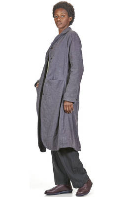 cappotto sotto al ginocchio in micro-pied de poul ad effetto denim di lana e lino - ATELIER SUPPAN 
