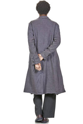 cappotto sotto al ginocchio in micro-pied de poul ad effetto denim di lana e lino - ATELIER SUPPAN 