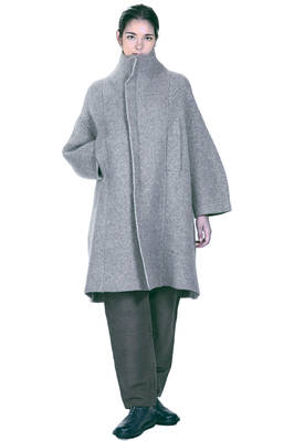 calf length coat in double knitted wool, polyamide, yak, mohair and melange elastane  - 227
