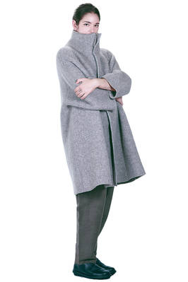 cappotto sotto al ginocchio in maglia doppiata di lana, poliammide, yak, mohair ed elastan melange - BOBOUTIC 