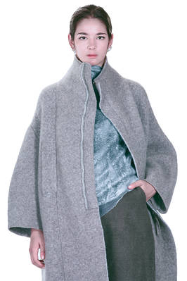 cappotto sotto al ginocchio in maglia doppiata di lana, poliammide, yak, mohair ed elastan melange - BOBOUTIC 