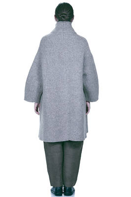 cappotto sotto al ginocchio in maglia doppiata di lana, poliammide, yak, mohair ed elastan melange - BOBOUTIC 