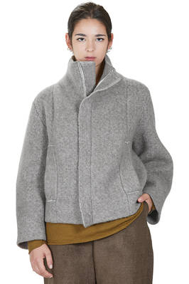 hip length blouson in double knitted wool, polyamide, yak, mohair and melange elastane  - 227