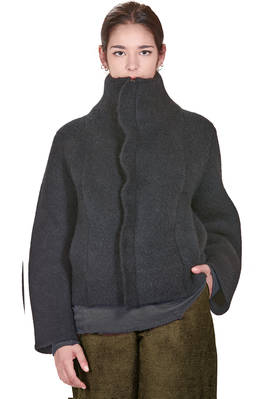 hip length blouson in double knitted wool, polyamide, yak, mohair and elastane  - 227
