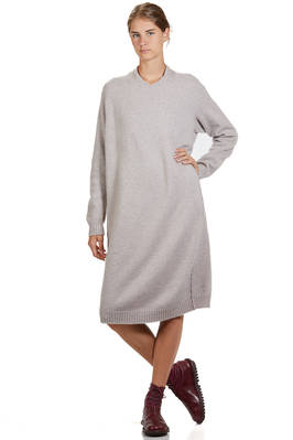 calf length dress in cashmere melange brushed knit, silk and super soft polyester  - 227