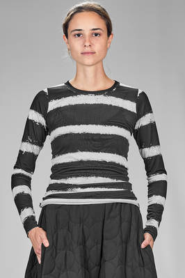 hip length t-shirt in striped polyester and elastane jersey  - 364