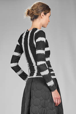 hip length t-shirt in striped polyester and elastane jersey - MARIA CALDERARA 