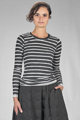 hip length t-shirt in striped polyester and elastane jersey  - 364