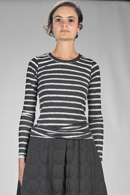 hip length t-shirt in striped polyester and elastane jersey - MARIA CALDERARA 