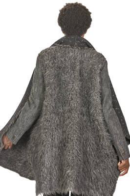 gilet lungo e ampio in mouflon a pelo lungo di lana vergine, mohair, viscosa e poliammide melange - FORME D' EXPRESSION 