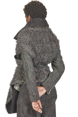gilet lungo e ampio in mouflon a pelo lungo di lana vergine, mohair, viscosa e poliammide melange - FORME D' EXPRESSION 