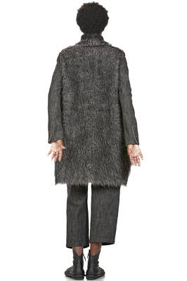 gilet lungo e ampio in mouflon a pelo lungo di lana vergine, mohair, viscosa e poliammide melange - FORME D' EXPRESSION 